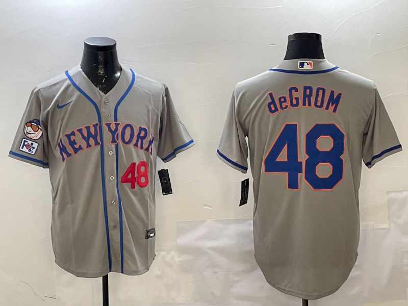 Men New York Mets 48 Degrom Grey Game 2025 Nike MLB Jersey style 2